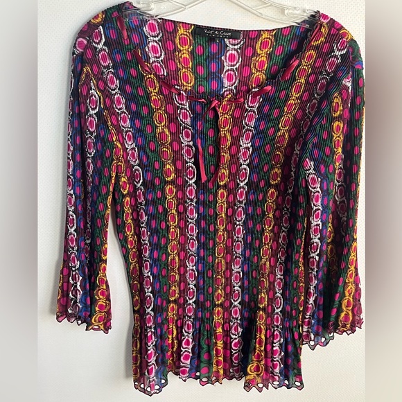 90s printed with bow women’s top size L - Picture 2 of 16